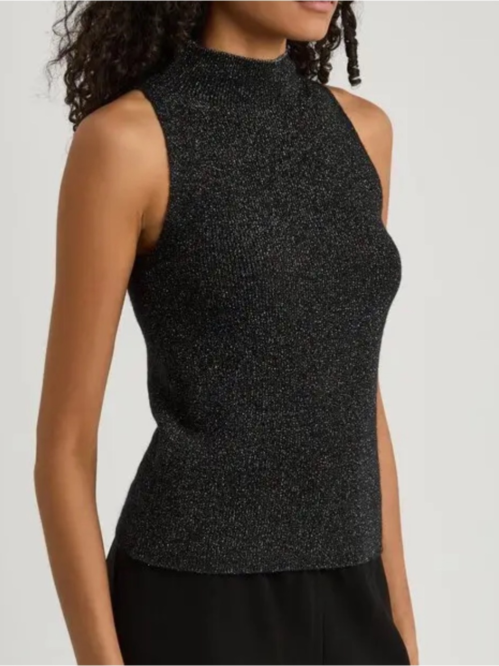 NWT House of Harlow 1960 Metallic black Mock Neck Tank